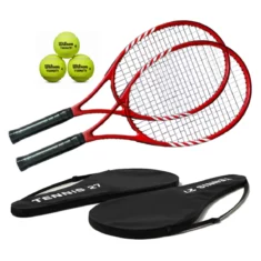 Zestaw tenisowy dla dorosłych 2 rakiety + pokrowce + piłki